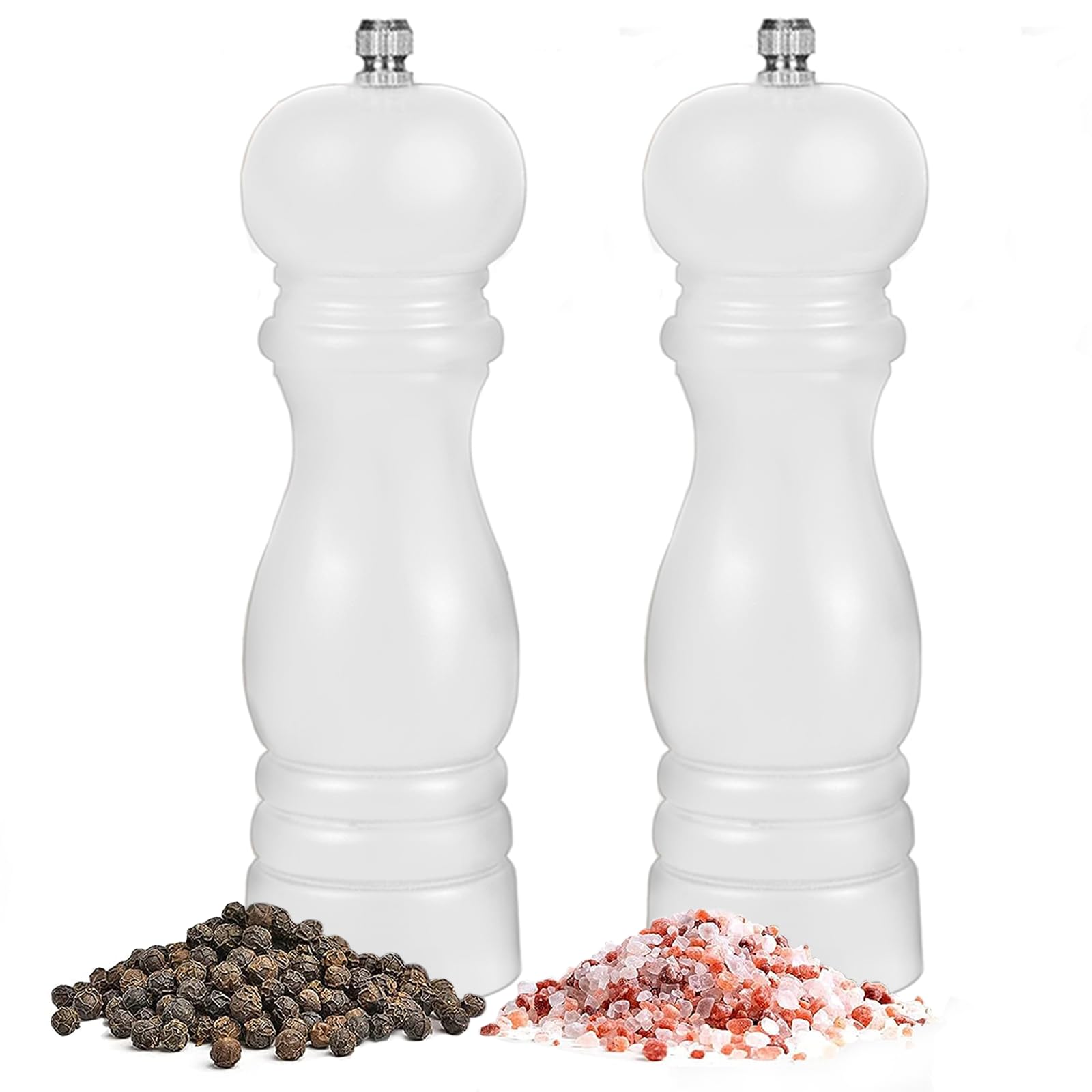 Photo 1 of Salt and Pepper Grinder Set of 2 - Wood Salt and Pepper Mill with Adjustable Coarseness Ceramic Core - Manual Salt Grinders Refillable Spice Mills - Pepper Shakers for Sea Salt/Chili/Sesame, 6.5 Inch