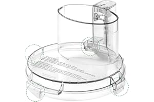 WOSIJM 4 Locking Knob DFP-14NWBCT1 Food Processor Replacement Bowl Lid, Compatible with Cuisinart Food Processor DLC-005AGTXT1 Bowl, Suitable for Model DFP-14 (4.45 * 7.6in)