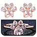 Dainty Paw Stud Earrings Rings Necklace Set - 18K Rose Gold-Plated Cubic Zirconia Earring Adjustable Ring for Puppy Lovers