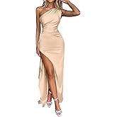 Memoriesea Women's Sexy One Shoulder High Split Cocktail Wedding Party Maxi Dress