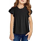 DOKOTOO KIDS Girls Tops Tween Short Sleeve Shirts Teen Summer Ruffle Cute Swiss Polka Dot Blouse Size 6-15 Years