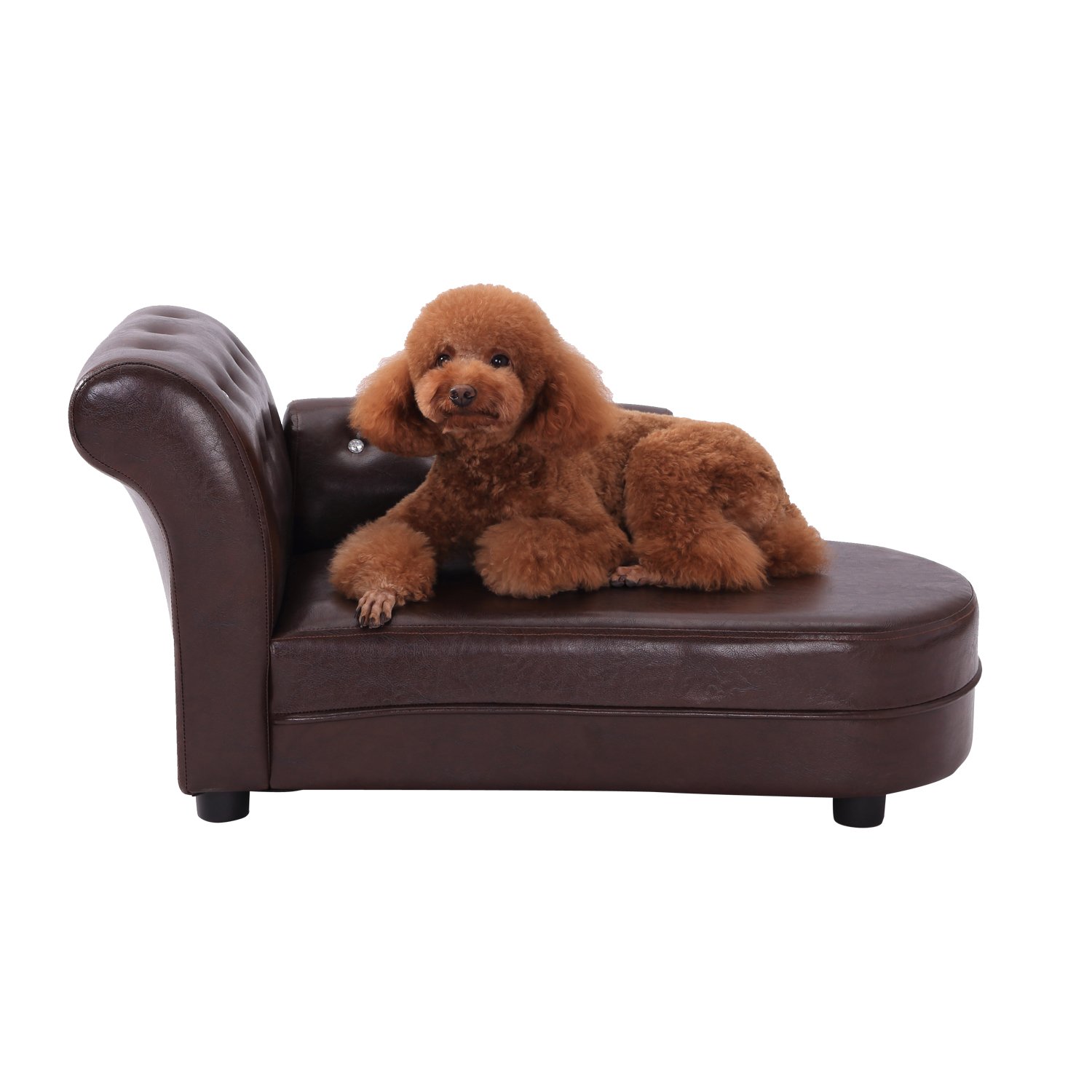 Pawhut Dog Bed Pets Sofa Luxury Pets Couch Wooden Sponge Pvc Brown Buy Online In Dominica At Dominica Desertcart Com Productid 48760276