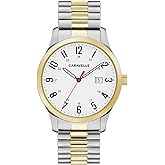 Caravelle by Bulova Men's Traditional Quartz Stainless Steel 3-Hand Date Quartz Watch with Expansion Band, 40mm