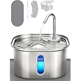 Cat Water Fountain Stainless Steel Set 3.2L 108oz & Silicone Waterproof Mat | Food Grade Mat, 6-Layer Filters, BPA-free SUS30