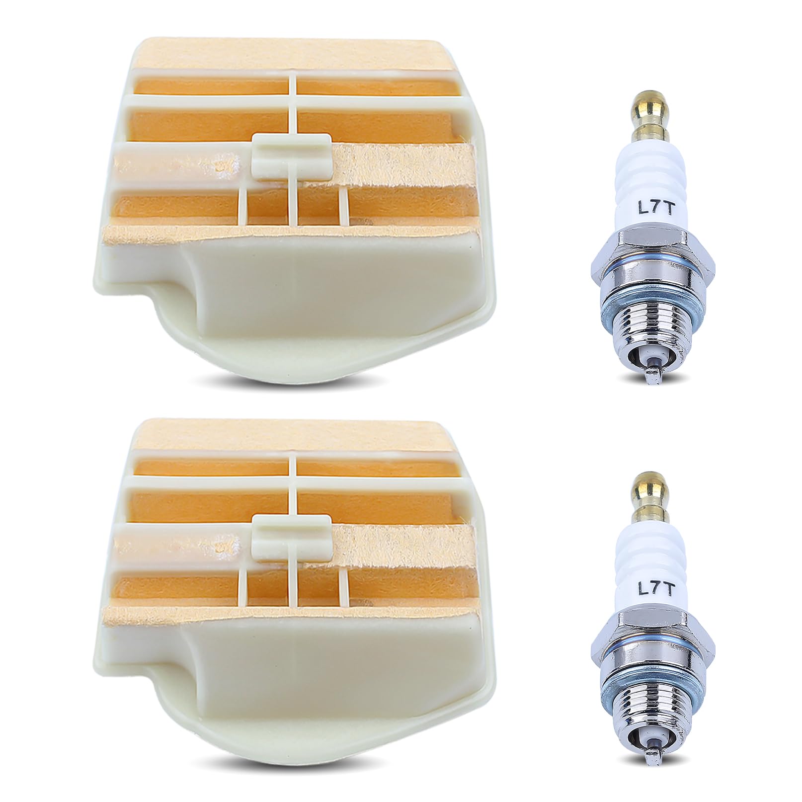 Air Filter & Spark Plug for Husqvarna 445 450 and Series Chainsaw, AUMEL 2 Pack Air Filters and 2 Pack Spark Plugs Chainsaw Replacement Accessory Spare Parts Kit 4 in 1