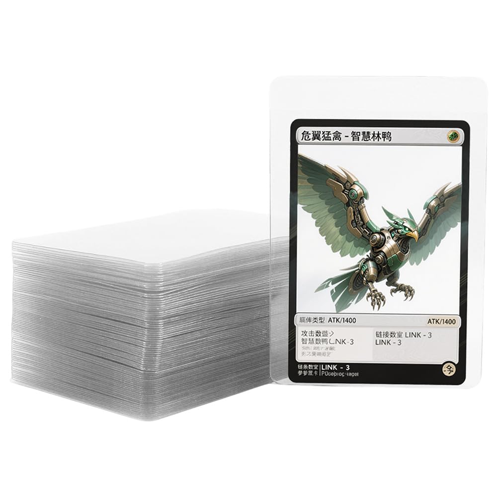 HLIWS 50 Pcs Semi Rigid Card Holders, Soft Sleeves, Clear Trading Card Sleeves Deck Protector for MTG, TCG, Board Games, Dropmix(Suitable for Cards Smaller Than 110 * 83 mm)