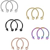 Ruifan 10-24PCS 16G Surgical Steel Nose Septum Horseshoe Hoop Earring Eyebrow Tragus Lip Piercing Ring