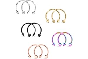 Ruifan 10-24PCS 16G Surgical Steel Nose Septum Horseshoe Hoop Earring Eyebrow Tragus Lip Piercing Ring