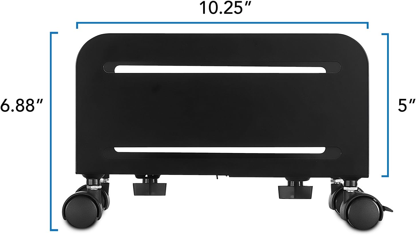 Mount-It! Rolling CPU Stand with Wheels, Heavy Duty Desktop Computer Tower Cart with Ventilation and Adjustable Width from 4.87 to 8.5 Inches, Steel : Office Products