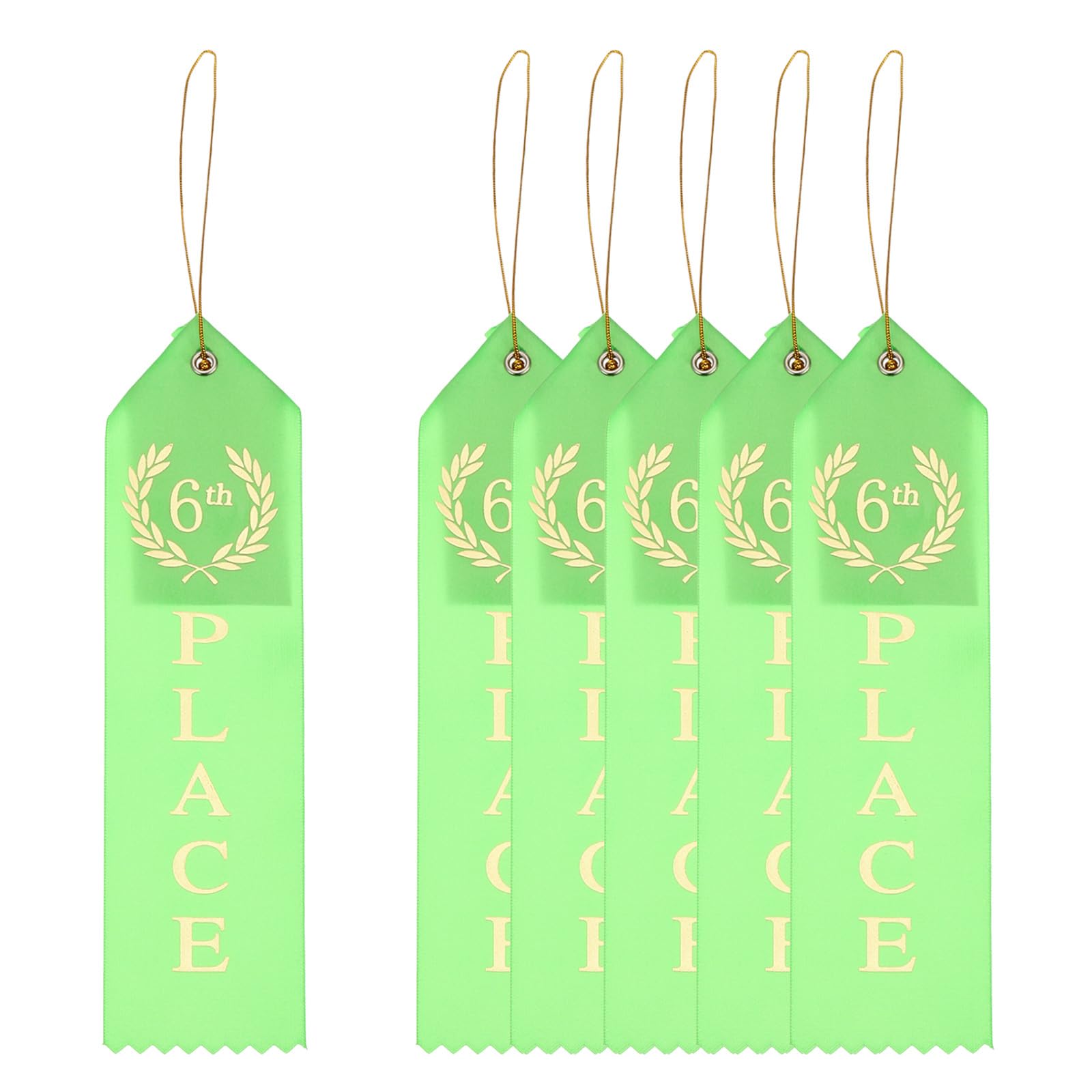 PATIKIL Award Ribbons, 6 Pcs 6th Winner Ribbons with Even Card and Rope Achievement Ribbons for Competition Sport Even, Green