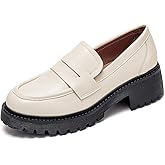 U-lite Women's Classic Simple Mid Heel Oxfords Penny Loafers Comfortable Slip On Dress Shoes