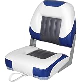 XGEAR Fold-Down Boat Seat, High Back Fishing Boat Chair | Marine-Grade Vinyl, High-Density Foam Padding, Aluminum Hinges, Fits Standard 5"x5" Bolt Pattern, Mounting Hardware Included