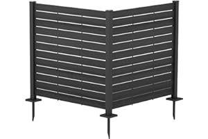 Kozyard 50" W x 48" H Outdoor Privacy Screens Aluminum Post, Air Conditioner Fence Panels, Pool Equipment Enclosure, Trash Can Screens Fence Kit for Outside Backyard Patio 4Panels