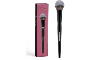 99 Pro Sculpting Blush Brush, Spade Head Design, Soft Dense Bristles for Precise Application, Black Handle, Cream Powder Make