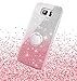 Galaxy S6 Edge Case,Silverback Girls Bling Glitter Sparkle Cute Phone Case with 360 Rotating Ring Stand, Soft TPU Outer Cover + Hard PC Inner Shell Skin for Samsung Galaxy S6 Edge -Pink