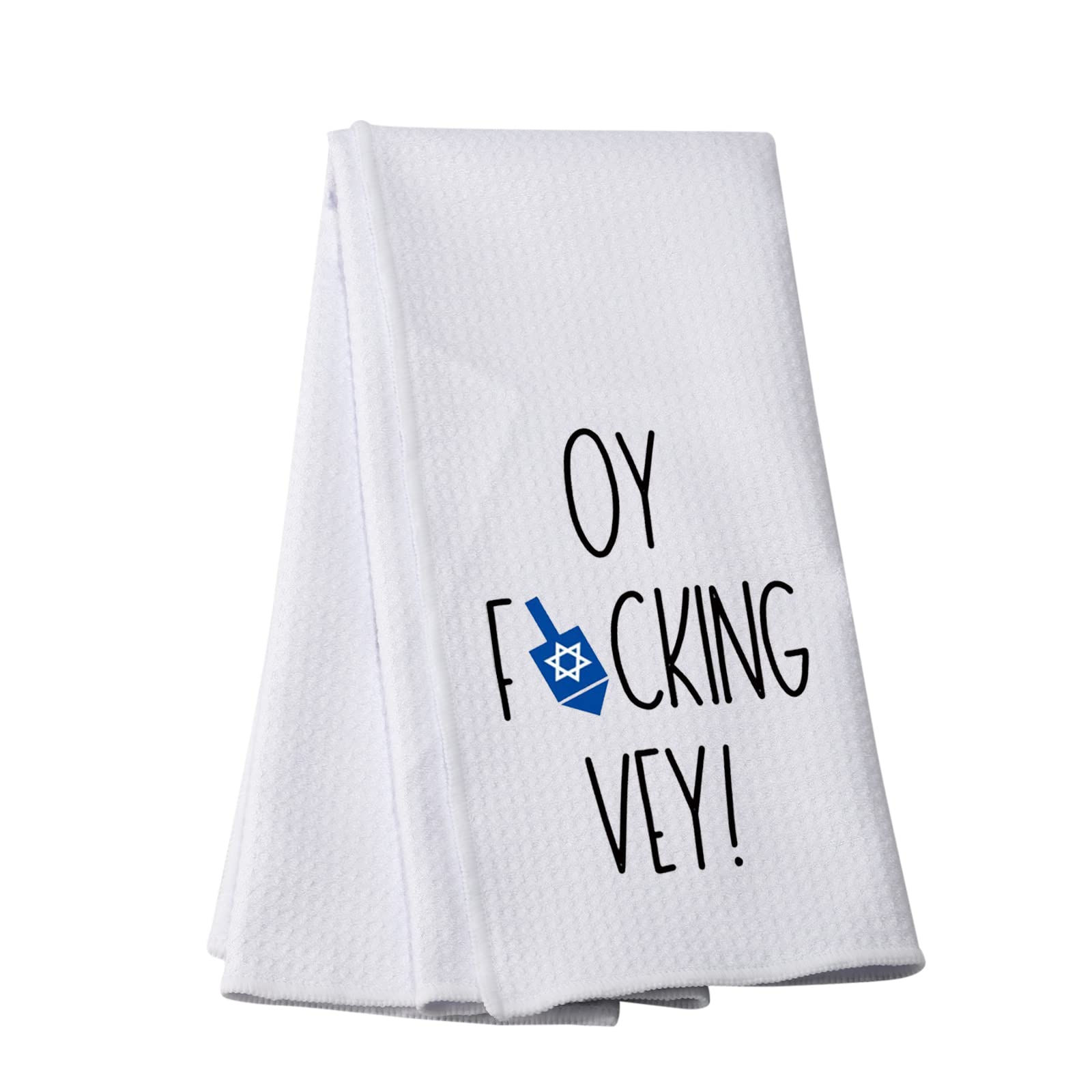 Funny Hanukkah Kitchen Towel Happy Hanukkah Gift Kitchen Towel Dish Towel (FUCKING VEY-T)