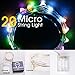 LIDORE Micro LED 20 Multi Color String Lights with Timer, Battery Operated on 7.87ft Long Silver Color Ultra Thin Copper Wire
