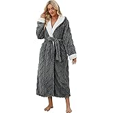 LKG Women Hooded Fleece Robe,Lightweight Plush Warm Winter Bathrobes for Women Full Length