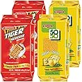 Britannia Crackers 50 50 Maska Chaska Biscuit 13.12oz (372g) & Tiger Glucose Biscuits Family Pack 21.2oz (600g) - 2 Each (Pack of 4)