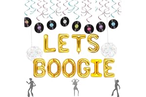 LaVenty Lets Boogie Balloons Lets Boogie Banner Disco Party Decoration 70'S Disco Party Decorations 1980s Party Decoration Disco Ball Decoration 70'S Disco Party Supplies