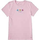 Life is Good Womens Crusher Tee Shirt, Short Sleeve Cotton Graphic T-Shirts, Three Daisies