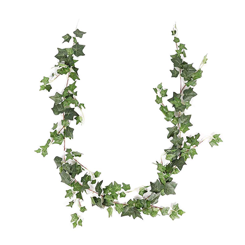 JUSTOYOU Ivy Leaves Garland Artificial Plants,6.2ft English Ivy Wedding Garland Greenery Fake Hanging Foliage Vine Plants for Wedding Home Garden Wall decor (Green IVY Leaf)