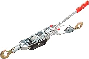 BIG RED T32052 Torin Come-Along Double Gear Hand Cable Puller with 2 Hooks: 2 Ton (4,000 lb) Capacity, Red