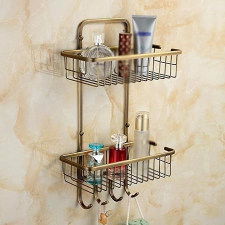 Achysj Retro Latón Cepillado Cuarto de baño Montado en la Pared Estante