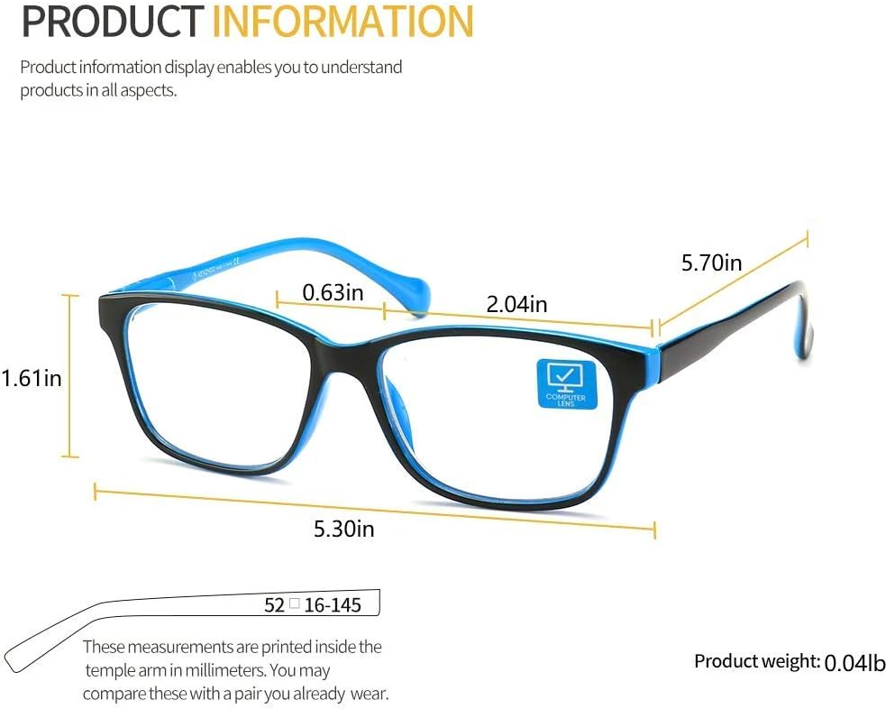 Blue Light Blocking Computer Glasses 2 Pack Decrease Eye Eyestrain Unisex(Women/Men) Glasses with Spring Hinges Nerd Reading Gaming Glasses: Health & Personal Care