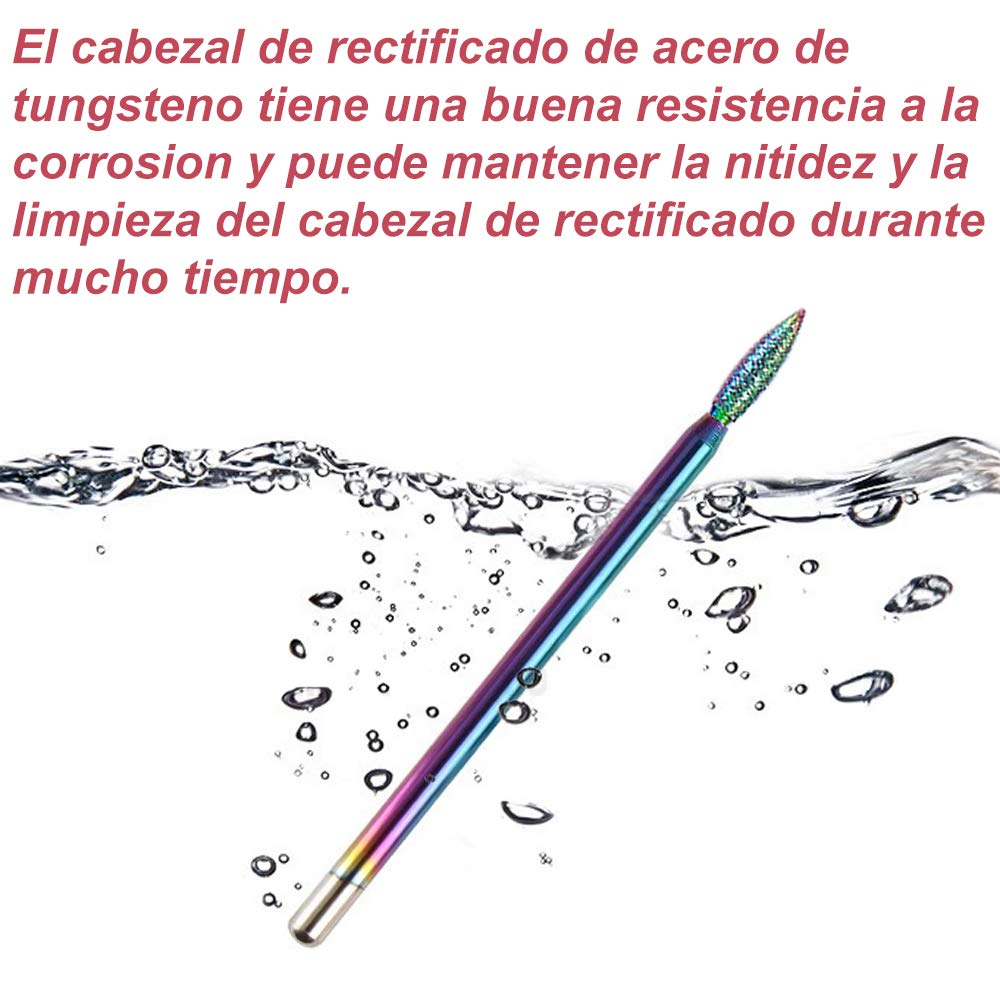 Broca Uñas,Homeet Broca para Manicura Torno para Uñas 7Pcs Juego Herramientas para Manicura Acero al Tungsteno Fresas Torno Taladro de Uñas Pulidor de Uñas