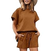 Imily Bela Womens Loungewear Set Short Sleeve Tops and Shorts 2 Piece Outfits Plus Size Oversized Pajama Set with Pockets