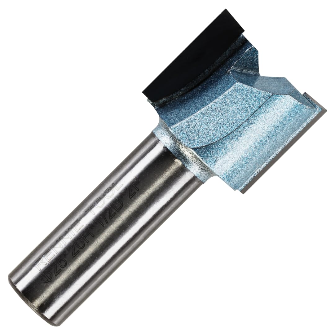 Rennie Tools - 25mm Cutting Diameter x 20mm Flute x 1/2" Shank TCT Tipped 2 Flute Straight Router Cutter Bit. Compatible With Makita Trend Festool Hikoki Dewalt Router Etc. 25mm Router Bit