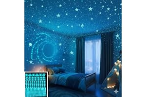 LUMOSX Glow in The Dark Stars for Ceiling - 525 Pcs with Bonus Constellation E-Book | Ceiling Stars Glow in The Dark Stickers for Kids Room Decor (Blue)