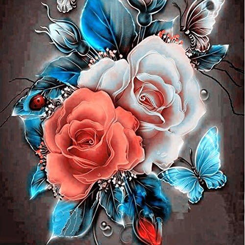 Eletty 5D Flashing Gorgeous Flowers &amp; Butterfly Rhinestone Diamond Embroidery Painting With Canvas Style 30x30cm Diy Cross Stitch Art For Home Decor By