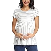 Jezero Women's Maternity Tops Short & Long Sleeve Side Ruching Round Neck Shirts