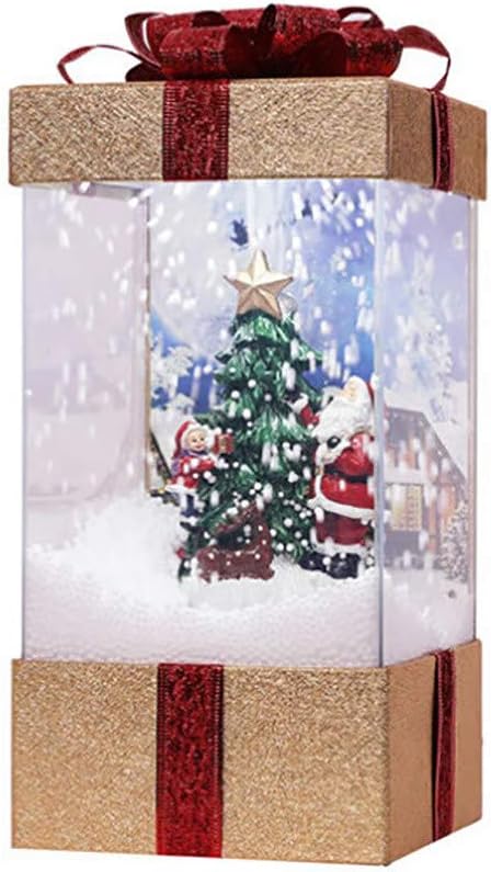 Molyveva Glitter Snow Globe Musical Christmas Lantern Decoration for Home, LED Lighted Christmas Winter Scene Holiday Decor