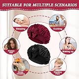 ACWOO Satin Bonnet Wrap 2 Pcs Silk Night Cap with Elastic Band Hair Care view 7