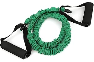 Elastic Resistance Bands, Slotted Pull Rope Fitness Belt, Red 15lb - Durable Material, Comfortable Foam Handles, Ideal for Yo