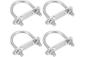 DTGN M6x33x53mm U Bolts Round Kit - 4Set - 304 Stainless Steel U-Bolt Kit with Nuts, Washers, Frame Plate - Good for Pipe, Trailer, Automotive, Leaf Spring Fastener