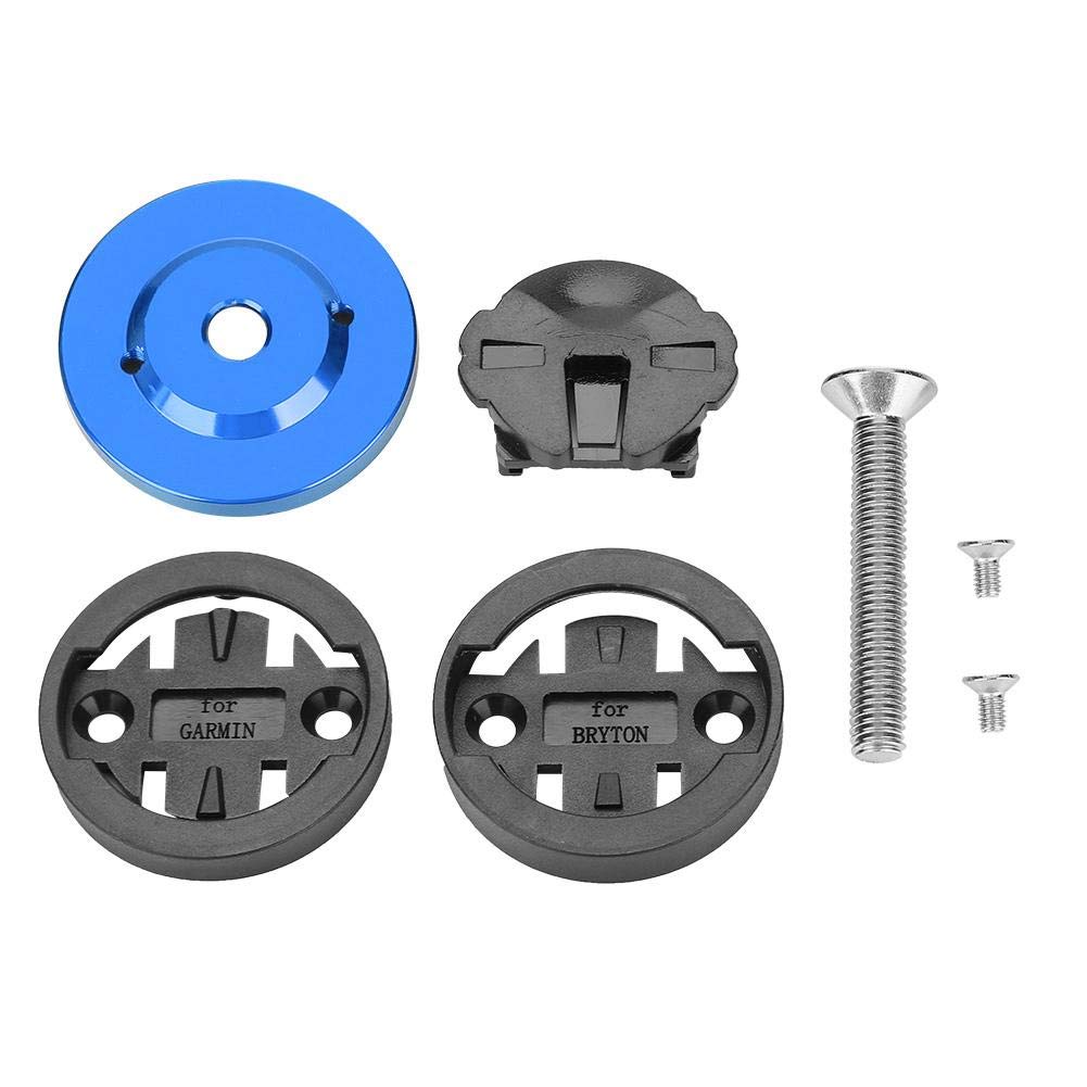 Keenso Bike Stem Odometer Holder, 5 Colors Mountain Road Bicycle Computer Holder Stem Top Cap Stopwatch GPS Speedometer Mount for Cat Eye, Bryton, Blackbird, Vigpsport(Blue)