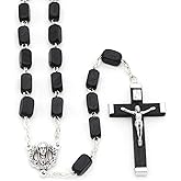 Rosary Black Rectangular Wooden Beads