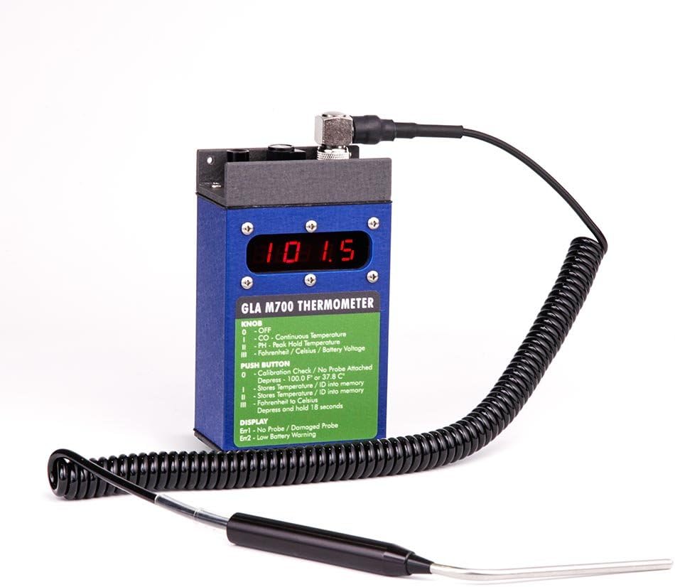 GLA M700 Veterinary Livestock Thermometer with 1.5”, Angled Probe. For cattle, horses, swine, sheep and small animals. Take fast, accurate temperature readings in 8-15 seconds.