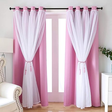 Searchi Mix And Match Curtain Blackout Curtains Panel Pink And