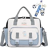 JELLYEA Kawaii Backpack Cute Tote Bag Girl School Crossbody Shoulder Bag with Kawaii Accessories Multi Purpose (Grey)