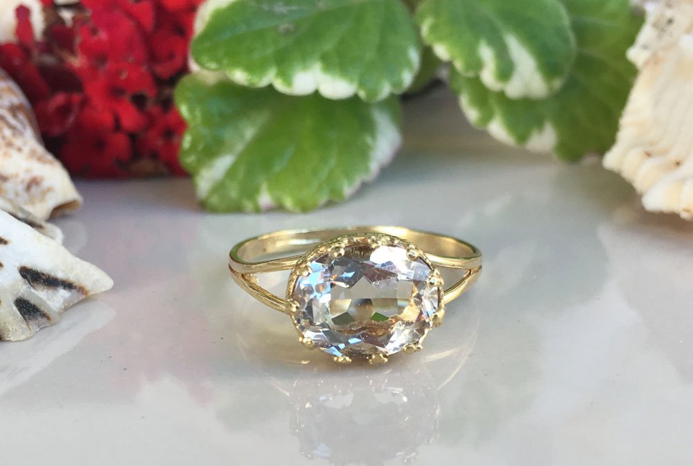 Clear Quartz Ring Genuine Gemstone Oval Ring Crystal