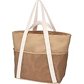 F-color Waterproof Beach Bags for Women - Machine Washable Travel Tote Bag with Zipper Cruise Swim Vacation Essentials