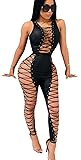 Mintsnow Women Sexy Lace up Bodycon Jumpsuit