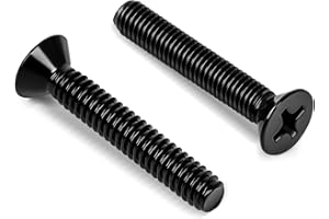 OUSCHR #8-32 x 1-1/4" Black Countersunk Flat Head Machine Screws, Electrical Outlet Screws, Full Thread, 304 Stainless Steel, Black Finish, 50 PCS