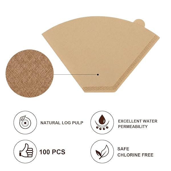 BRIKINTE DISPOSABLE COFFEE PAPER FILTERS, 100 PCS #4 CONE REPLACEMENT FILTER FOR NINJA COFFEE MAKER