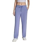 DKNY Womens Metallic Bubble Logo Wide Leg Fleece Sweatpants with Pockets